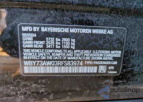 2024 BMW I4 Edrive 40 z USA, uszkodzony, nr VIN WBY73AW03RFS83974